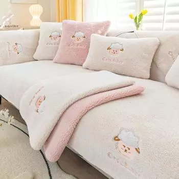 Толстый плюшевый чехол для дивана, универсальный чехол для углового дивана, нескользящий чехол для дивана, разные размеры для гостиной 70x70cm