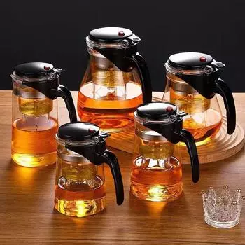 Толстый прочный термостойкий стеклянный чайник, фильтр для заваривания чая, чайная одежда, ароматизированный контейнер для чая, ситечко для чая, чайник, товары для дома 750ML