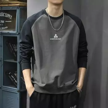 Толстый ретро контрастный цветной свитер с плечевыми рукавами, мужская свободная куртка большого размера с принтом American Trend и круглым вырезом M