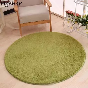 Толстый шелковый ковер напольный коврик пушистый нежный удобный прочный простой повседневный для гостиной спальни круглый благоприятный для кожи бытовые приборы 0.8 meters round чёрный