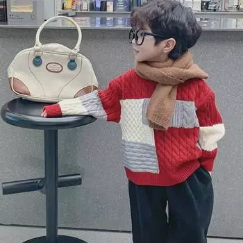 Толстый свитер-пуловер для мальчиков осень/зима 2023 на Новый год — стильный и теплый 110 чёрный