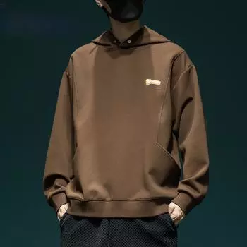 Толстый свитер с капюшоном и множеством карманов, свободный и утолщенный, модный повседневный топ на осень L абрикосовый