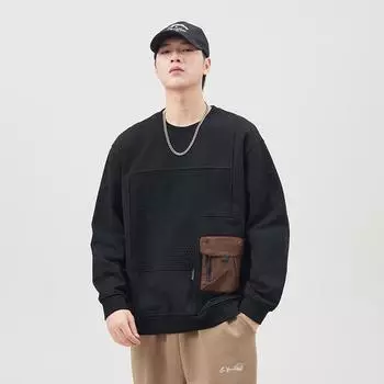 Толстый свитер с круглым вырезом и воздушным слоем, мужской осенний модный фирменный дизайн Sense, повседневный топ с длинными рукавами M