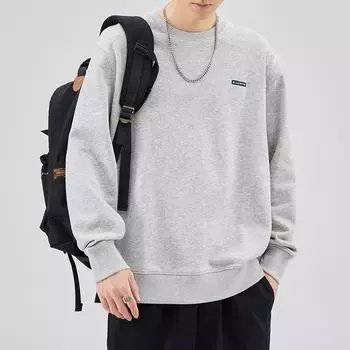 Толстый свитер с круглым вырезом, мужской, весна-осень, без шапки, свободная футболка с длинным рукавом, рубашка для мальчиков M чёрный