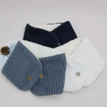 Толстый теплый шарф на флисовой подкладке, мягкий удобный унисекс, теплый шарф для шеи, однотонный зимний шарф на пуговицах для холодной погоды A молочный белый