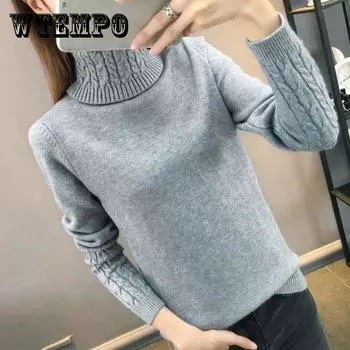 Толстый теплый свитер, тонкий тренд для похудения, осенне-зимний свитер, женский свитер с высоким воротником XL