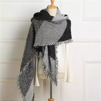 Толстый теплый зимний шарф для женщин, дизайнерские ромбические острые шали, кашемировые шарфы, женские длинные накидки из пашмины, женское одеяло