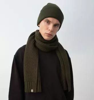 Толстый вязаный шарф Nors цвета хаки