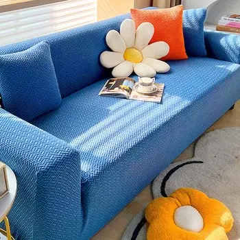 Толстый жаккардовый чехол для дивана для гостиной, эластичный чехол для дивана, L-образный угловой чехол для дивана, чехол для дивана 1/2/3/4/5, секционный чехол для дивана 90-140CM синий