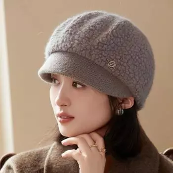 Толстый зимний берет из овечьей шерсти, теплая шапка-ушанка для осени и зимы для женщин One size белый