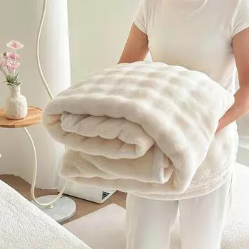 Толстый зимний плед для офисного дивана - одеяло из кроличьего флиса кораллового цвета для всех сезонов 70cmx100cm покинуть белый