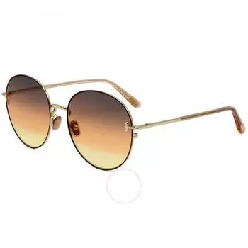 Tom Ford Brown Gold Gradient Round Unisex Sunglasses FT0966 K 48F 58