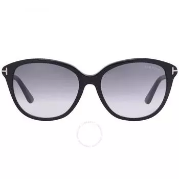 Tom Ford Karmen Smoke Gradient Oval Ladies Sunglasses FT0329 01B 57
