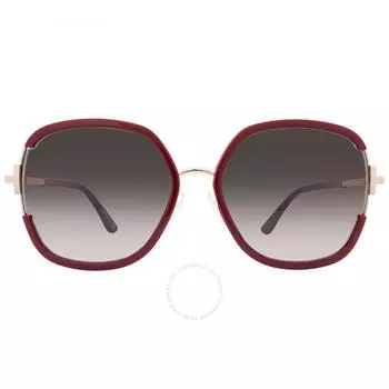 Tom Ford Коричневые квадратные женские солнцезащитные очки с градиентом FT0809 K 69K 61