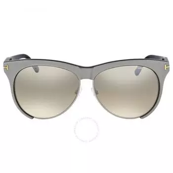 Tom Ford Leona Brown Mirror Oval Ladies Sunglasses FT0365 38G 59
