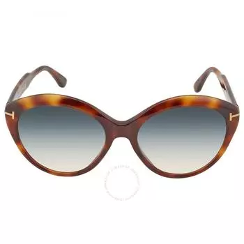 Tom Ford Maxine Gradient Turquoise Round Ladies Sunglasses FT763 53P 56