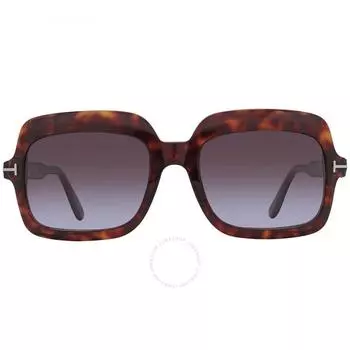 Tom Ford Wallis Bordeaux Gradient Square Ladies Sunglasses FT0688 54T 56