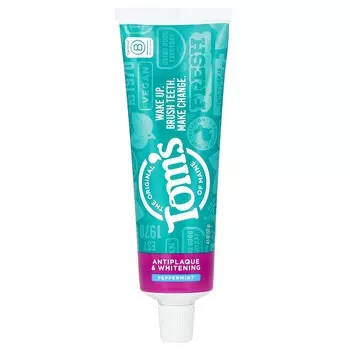 Tom s of Maine, Зубная паста против зубного налета и отбеливания, без фторида, со вкусом перечной мяты, 4,5 унции (127 г)