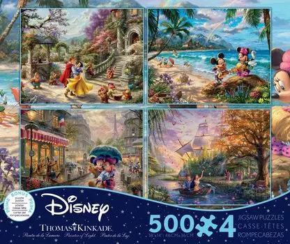 Томас Кинкейд Disney Мультипак из 500 пазлов со снегом Микки, Минни, Покахонтас (4) Белый, & Мышь, &