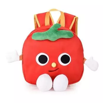 Tomato Cartoon Canvas Plush Backpack With Fun Cartoon Pattern Students For