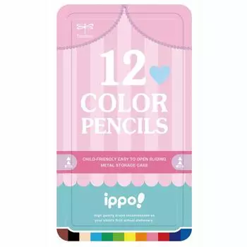 Tombow Colored Pencils 12 Colors for Elementary School Students Print Pink ippo! (Sliding Can) CL-RRW0412C
