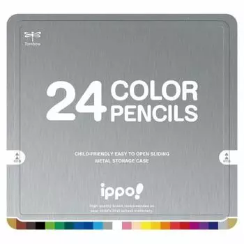 Tombow Colored Pencils 12 Colors for Elementary School Students ippo! (Sliding Can) Natural Silver CL-RNAN0424C