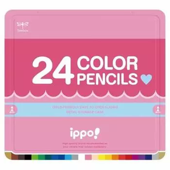 Tombow Colored Pencils 24 Colors for Elementary School Students ippo! (Sliding Can) Plain Pink CL-RPW0424C