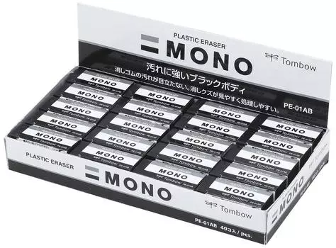 Tombow Mono 40 PE01 x Eraser, Black, pieces, (43 17mm), PE-01AB-40P