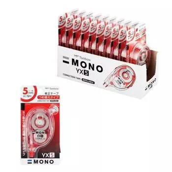 Tombow Pencil Correction Tape 5mm MONO Mono YX (Stable Flat Body) Refill Type 12m 10 Pieces CT-YX5-10P