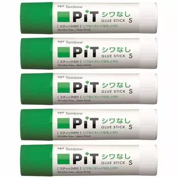 Tombow Pencil Glue Stick Wrinkleless PiT to apply even on thin S size 5 pieces (Easy paper) (10g) HCA-518
