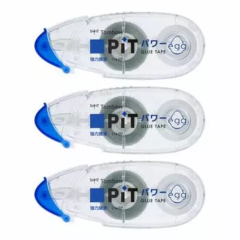 Tombow Pencil Glue Tape Strong Adhesive PiT Power Egg 6mm x 6m 3 pieces x (Disposable Type) HPA-313 (PN-EP 3)