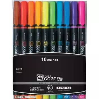 Tombow Pencil Highlighter Fluorescent Coat 80 (Strong Nib! Polymer Coated Core) Single Type 10 Colors WA-SC10C