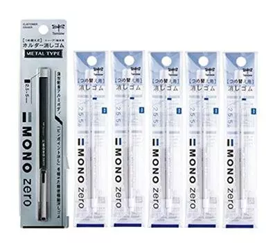Tombow Pencil Holder Eraser Mono Zero Metal Black square body 5 replacement (1 + erasers) EH-KUMS11+ER-KUS