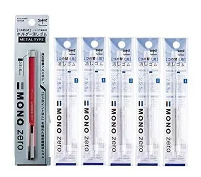 Tombow Pencil Holder Eraser Mono Zero Metal Pink square body 5 replacement (1 + erasers) EH-KUMS81+ER-KUS