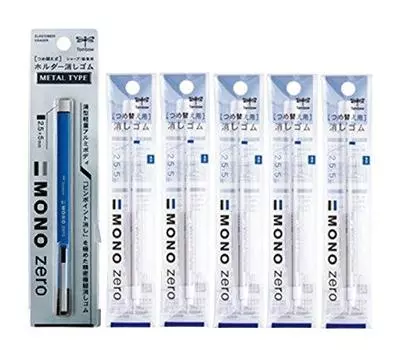 Tombow Pencil Holder Eraser Mono Zero Metal Blue square body 5 replacement (1 + erasers) EH-KUMS41+ER-KUS