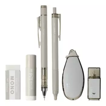 Tombow Pencil MONO PIT Stationery Set 6 Pieces Ash Color Taupe Mechanical Pencil Set 0.3mm PCC-643AAZ