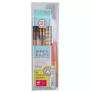 Tombow Pencil Wood Story Drawing 2B Small Gift Light Blue Pattern KB-KPF01G-2B