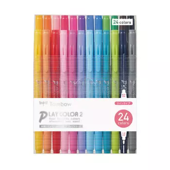 Tombow Water-based Signature Pen 24 Colors (Thick & Thin Twin Type) Color Pen Play Color 2 GCB-012