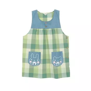 Tomboy Mama Nursery Kindergarten Аппликация Вышивка Боковой Карман Пуговица Табард Фартук [Nishiki] Женский (Зеленый/ML/nw7047)