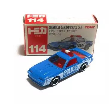 Tomica 114 Chevrolet Camaro Полицейская машина 166 Сделано в Японии Красный логотип TOMY Box