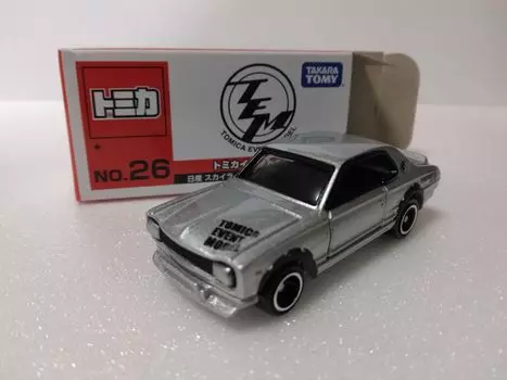 Tomica Event Model 26 Nissan Skyline Racing Mini Scale Silver Нет. Автомобиль 2000GT-R, 1/64, серебряный