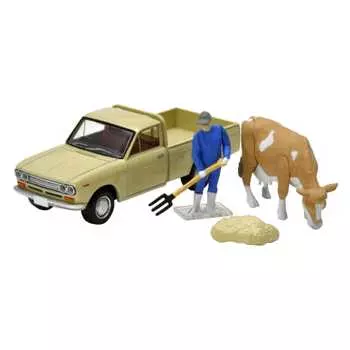 Tomica Limited Vintage 1/64 LV-195d Datsun 1300 Truck Light Brown с фигуркой Готовый продукт