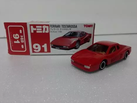 Tomica No. 91 Ferrari Testarossa Made in China Red Tomy Long-term Storage Crazy Mini Car Circle Case Included Amazon Warehouse Shipping