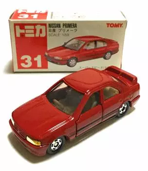 Tomica Red Box 31 Nissan Primera Красный логотип TOMY 1/59