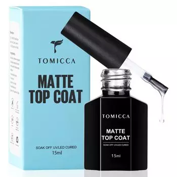 TOMICCA Top Coat Gel Nail Matte Top Coat 15 мл 1 комплект Матовый гель Не требуется протирание Требуется лампа Не требует протирания УФ/LED