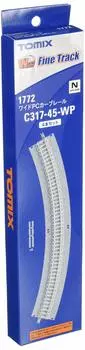 TOMIX N Gauge Wide PC Curved Rail F Set of 4 1772 Railway Model Supplies C317-45-WP