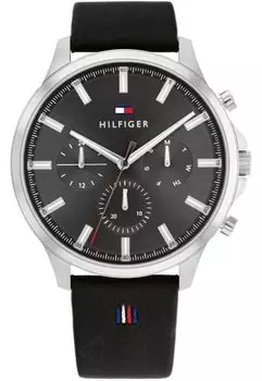 Tommy Hilfiger Tommy Hilfiger 1710495 Черный кожаный ремешок для часов Мужской [Товар]