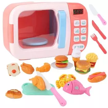 TOMMYFIELD микроволновая печь игрушка кухонная игрушка со звуком вращающаяся детская 31 шт розовый детский розовый