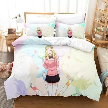 Томо-чан - девушка! Комплект постельного белья односпальный двуспальный двуспальный двуспальный комплект для взрослых и детей, комплект пододеяльников, комплект простыней в стиле аниме EU Twin 135x200cm