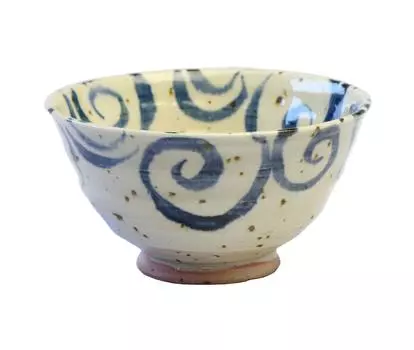 Tomori Water Surface Arabesque Rice Bowl Shigaraki Ware (Blue) W909-07